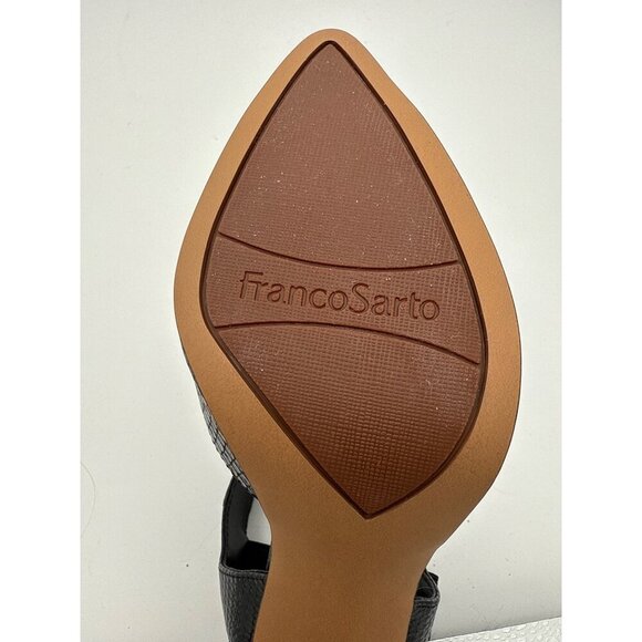 Black Franco Sarto Pointed Toe Ankle Strap High Heel Pumps Professional Textured - Picture 8 of 8